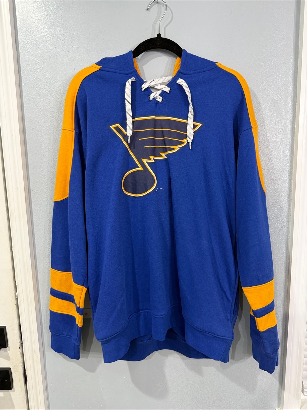 NHL Saint Louis Blues Gold Lace-Up Crewneck Hockey Pullover